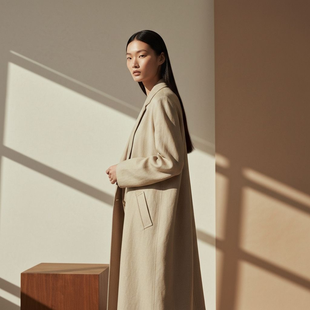 Editorial fashion photography featuring elegant neutral tones